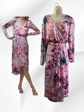 White House Black Market High Low Silk Blend Dress NWT Size 18